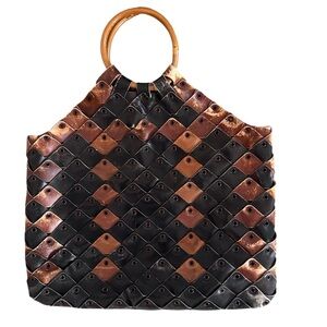 1970s leather woven tote